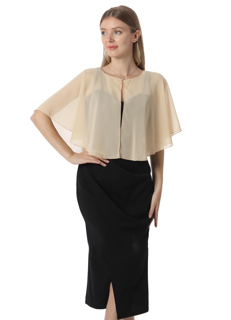 Hotshawl كابليت شيفون هوتشول للنساء - أغطية ووشاح ناعمة لفستان المساء وزفاف (شمبانيا) - Image 5